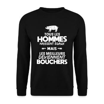 Boucher cadeau drôle humour métier - Sweat-shirt Unisexe - noir - Devant - Alina (178cm) & Michal (187cm)