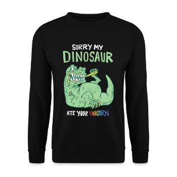Désolé mon dinosaure a mangé votre licorne - Sweat-shirt Unisexe - noir - Devant - Alina (178cm) & Michal (187cm)