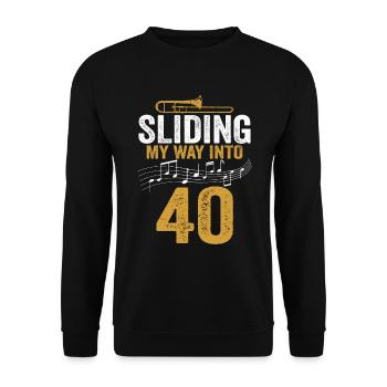 Trombone glissant mon chemin vers mon 40e anniversaire - Sweat-shirt Unisexe - noir - Devant - Alina (178cm) & Michal (187cm)