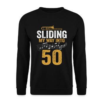 Trombone glissant mon chemin vers mon 50e anniversaire - Sweat-shirt Unisexe - noir - Devant - Alina (178cm) & Michal (187cm)