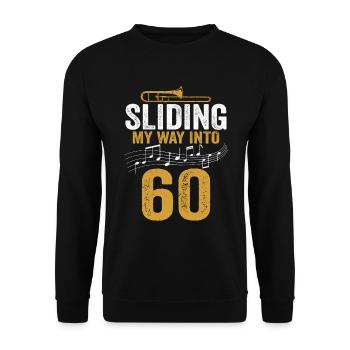 Trombone glissant mon chemin vers mon 60e anniversaire - Sweat-shirt Unisexe - noir - Devant - Alina (178cm) & Michal (187cm)