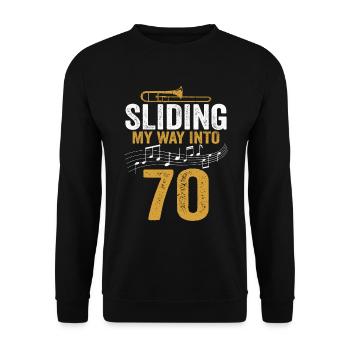Trombone glissant mon chemin vers le 70e anniversaire - Sweat-shirt Unisexe - noir - Devant - Alina (178cm) & Michal (187cm)