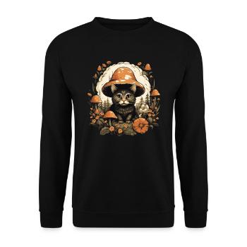 Cat cottagecore - Unisex Sweatshirt - black - Front - Alina (178cm) & Michal (187cm)