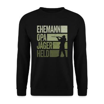 Ehemann Opa Jäger Held Rotwild Jagd Jagen Lustig - Unisex Pullover - Schwarz - Vorne - Alina (178cm) & Michal (187cm)