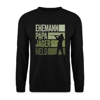 Ehemann Papa Jäger Held Rotwild Jagd Jagen Lustig - Unisex Pullover - Schwarz - Vorne - Alina (178cm) & Michal (187cm)