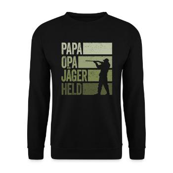 Papa Opa Jäger Held Rotwild Jagd Jagen Lustig - Unisex Pullover - Schwarz - Vorne - Alina (178cm) & Michal (187cm)