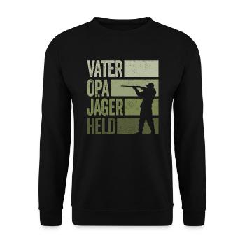 Vater Opa Jäger Held Rotwild Jagd Jagen Lustig - Unisex Pullover - Schwarz - Vorne - Alina (178cm) & Michal (187cm)