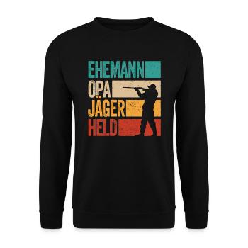 Ehemann Opa Jäger Held Rotwild Jagd Jagen Lustig - Unisex Pullover - Schwarz - Vorne - Alina (178cm) & Michal (187cm)