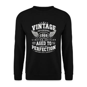 Vintage, 1966, Vintage Retro, Cadeau d’anniversaire - Sweat-shirt Unisexe - noir - Devant - Alina (178cm) & Michal (187cm)