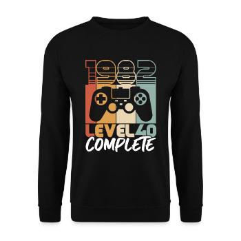 40 Geburtstag Jahrgang 1982 Level 40 Complete - Unisex Pullover - Schwarz - Vorne - Alina (178cm) & Michal (187cm)