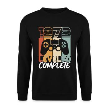 50 Anniversaire Né 1972 Niveau 50 Complet - Sweat-shirt Unisexe - noir - Devant - Alina (178cm) & Michal (187cm)