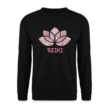 reiki with lotus e 65 - Unisex Sweatshirt - black - Front - Alina (178cm) & Michal (187cm)