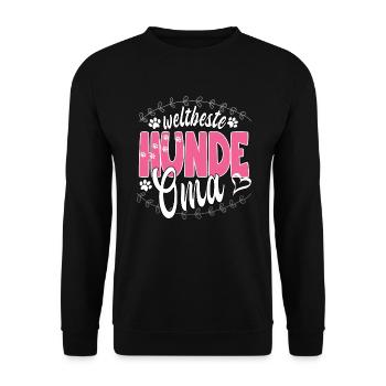 weltbeste Hundeoma Geschenk für Hundeliebhaber - Unisex Pullover - Schwarz - Vorne - Alina (178cm) & Michal (187cm)