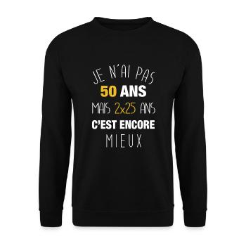 Cadeau anniversaire 50 ans, cinquantaine - Sweat-shirt Unisexe - noir - Devant - Alina (178cm) & Michal (187cm)