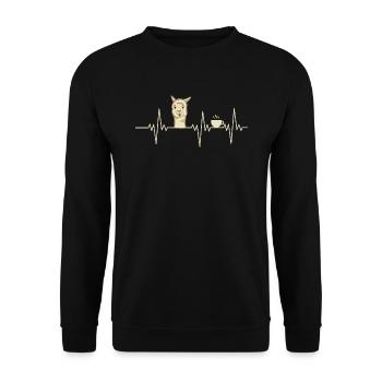 Heartbeat Alpaca Heartbeat Coffee Alpaca Gift - Unisex Sweatshirt - black - Front - Alina (178cm) & Michal (187cm)