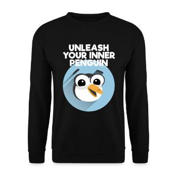 Unleash Your Inner Penguin - Pinguin lustig - Unisex Pullover - Schwarz - Vorne - Alina (178cm) & Michal (187cm)