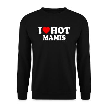 I love hot mamis - Unisex Pullover - Schwarz - Vorne - Alina (178cm) & Michal (187cm)
