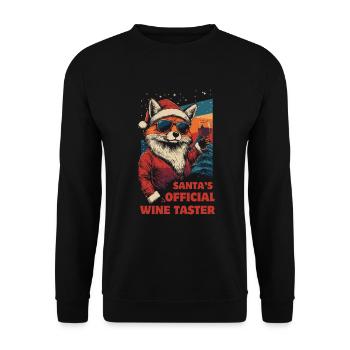Weihnachten Wein Fuchs lustiger Spruch - Unisex Pullover - Schwarz - Vorne - Alina (178cm) & Michal (187cm)