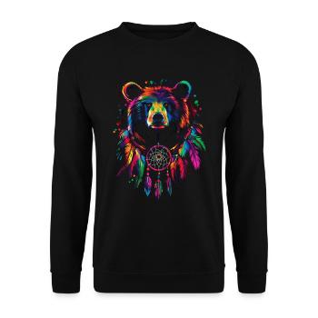 Ours avec attrape-rêves - Sweat-shirt Unisexe - noir - Devant - Alina (178cm) & Michal (187cm)