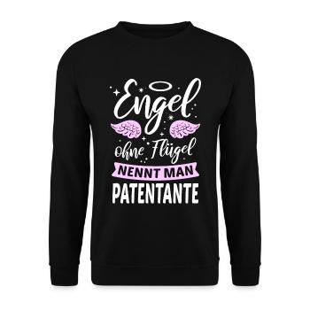 Angel without wings is called godmother - Unisex Sweatshirt - black - Front - Alina (178cm) & Michal (187cm)