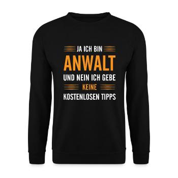 Ja ich bin Anwalt - Unisex Pullover - Schwarz - Vorne - Alina (178cm) & Michal (187cm)