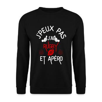 J Peux Pas J Ai Rugby et Apéro rouge - Sweat-shirt Unisexe - noir - Devant - Alina (178cm) & Michal (187cm)