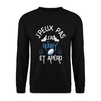 J Peux Pas J Ai Rugby et Apéro - Sweat-shirt Unisexe - noir - Devant - Alina (178cm) & Michal (187cm)