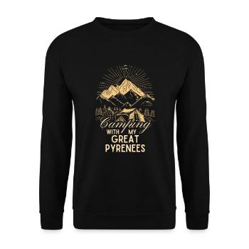 Montagnard des Pyrénées Chien Camping Randonnée Plein air - Sweat-shirt Unisexe - noir - Devant - Alina (178cm) & Michal (187cm)