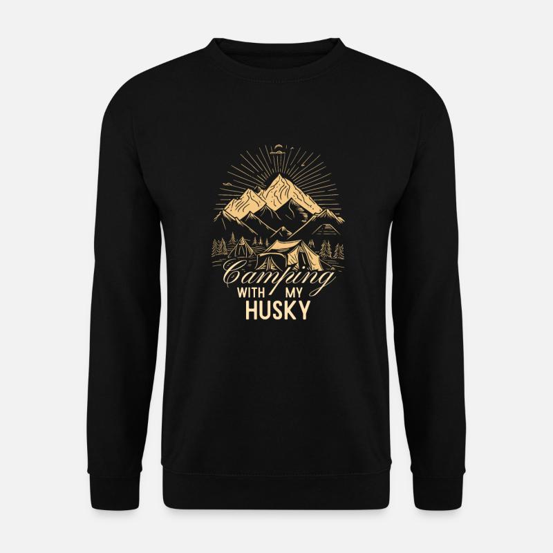 Husky Zelten Wandern Outdoor - Unisex Pullover - Schwarz