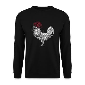🐓 Proud rooster with Bollenhut 🐓 - Unisex Sweatshirt - black - Front - Alina (178cm) & Michal (187cm)