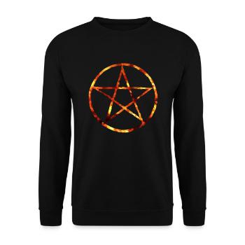 Pentagramm fire - Unisex Pullover - Schwarz - Vorne - Alina (178cm) & Michal (187cm)