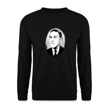HP Lovecraft portrait oval - Unisex Sweatshirt - black - Front - Alina (178cm) & Michal (187cm)