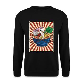 Anime Japan Cats Noodle Bowl Kawaii Ramen - Unisex Sweatshirt - black - Front - Alina (178cm) & Michal (187cm)