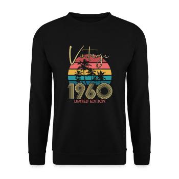 Vintage 1960 geboren Geburtstag 1960 Geschenk - Unisex Pullover - Schwarz - Vorne - Alina (178cm) & Michal (187cm)