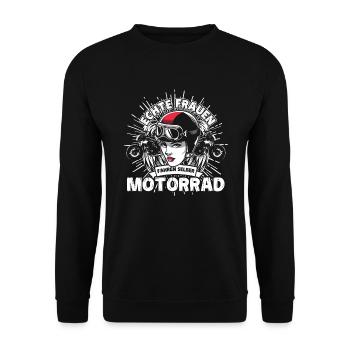 Motorrad Frauen Motorradfahren - Unisex Pullover - Schwarz - Vorne - Alina (178cm) & Michal (187cm)