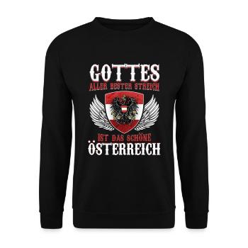 Österreichs Stolz - Gottes bester Streich - Unisex Pullover - Schwarz - Vorne - Alina (178cm) & Michal (187cm)