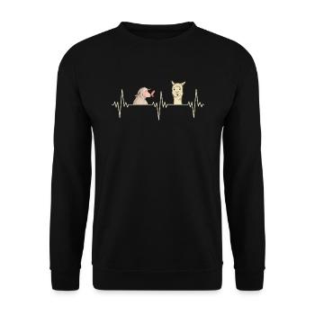 Alpaca Heartbeat Sheep Alpaca Gift - Unisex Sweatshirt - black - Front - Alina (178cm) & Michal (187cm)