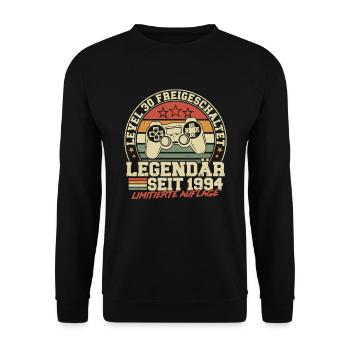Level 30 Freigeschaltet Legendär seit 1994 - Unisex Pullover - Schwarz - Vorne - Alina (178cm) & Michal (187cm)