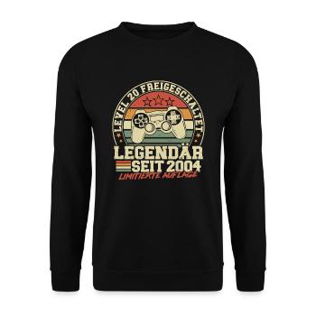 Level 20 Freigeschaltet Legendär seit 2004 - Unisex Pullover - Schwarz - Vorne - Alina (178cm) & Michal (187cm)