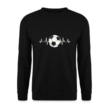 Herzschlag Fußball Fußballer Lustig Team Geschenk - Unisex Pullover - Schwarz - Vorne - Alina (178cm) & Michal (187cm)