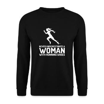 Jogging Jogger Running Shoes Woman Run Marathon - Unisex Sweatshirt - black - Front - Alina (178cm) & Michal (187cm)