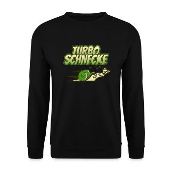 Turboschnecke Läufer Marathon Spruch Geschenk - Unisex Pullover - Schwarz - Vorne - Alina (178cm) & Michal (187cm)