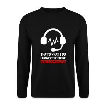 Kundendienstmitarbeiter Call Center-Agent - Unisex Pullover - Schwarz - Vorne - Alina (178cm) & Michal (187cm)