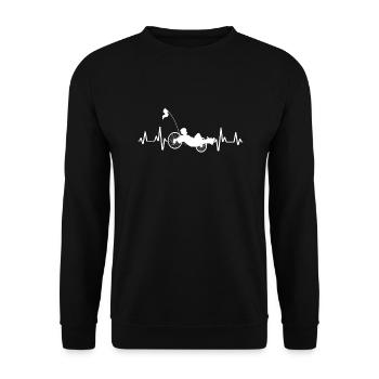 Herren Liegerad & Velomobil Sprüche Fahrrad - Unisex Pullover - Schwarz - Vorne - Alina (178cm) & Michal (187cm)