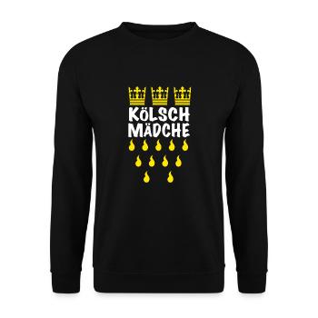Kölnerin Jecke Kölsch Mädchen - Unisex Pullover - Schwarz - Vorne - Alina (178cm) & Michal (187cm)