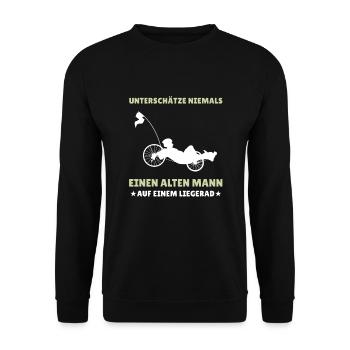 Herren Liegerad & Velomobil Sprüche Fahrrad - Unisex Pullover - Schwarz - Vorne - Alina (178cm) & Michal (187cm)