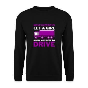 Damen Trucker Babe Lkw Fahrerin Fernfahrerin - Unisex Pullover - Schwarz - Vorne - Alina (178cm) & Michal (187cm)