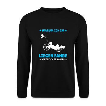 Herren Liegerad & Velomobil Sprüche Fahrrad - Unisex Pullover - Schwarz - Vorne - Alina (178cm) & Michal (187cm)
