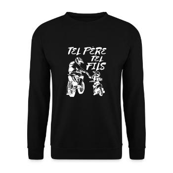 Motocross Tel Pere Tel Fils Moto - Unisex Pullover - Schwarz - Vorne - Alina (178cm) & Michal (187cm)