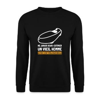Homme Vélomobile Velomobil Vélo Couché Cadeau - Unisex Pullover - Schwarz - Vorne - Alina (178cm) & Michal (187cm)